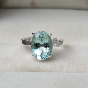 Certified 2.55 Carat Aquamarine Ring, Natural Aquamarine Ring, 92.5 Sterling Silver