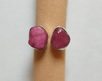 Bague rubis brut faite main : bague en argent sterling massif avec pierres précieuses
