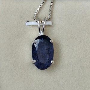 Sterling Silver Tanzanite Pendant: 6.25 Carat Oval Gemstone