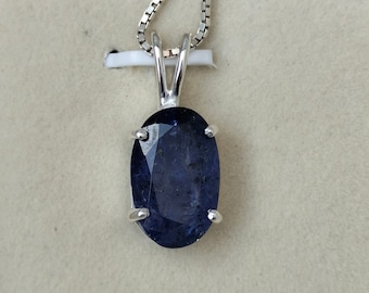 Sterling Silver Natural Tanzanite Pendant: 6.25 Carat Oval Gemstone