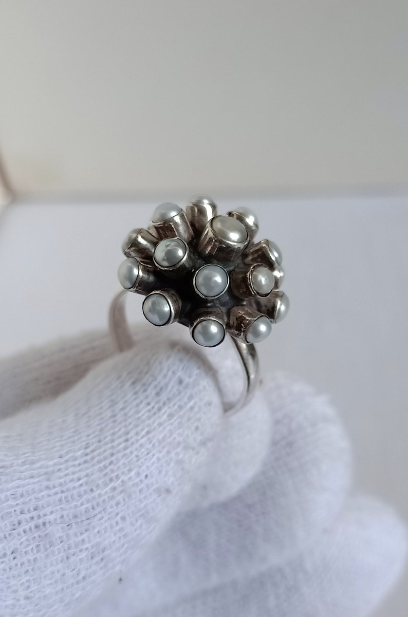 Pearl Jewellery 92.5 Sterling Silver June Birthstone Gift Boho Ring Tribal Ring Pearl Ring