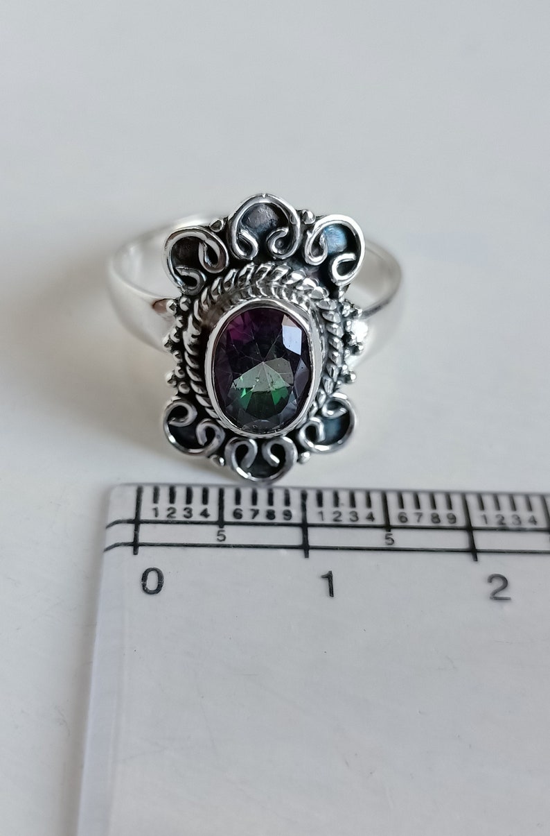 Boho Ring Mystic Topaz Ring Handmade Ring solid 92.5 sterling silver Tribal Gemstone Ring