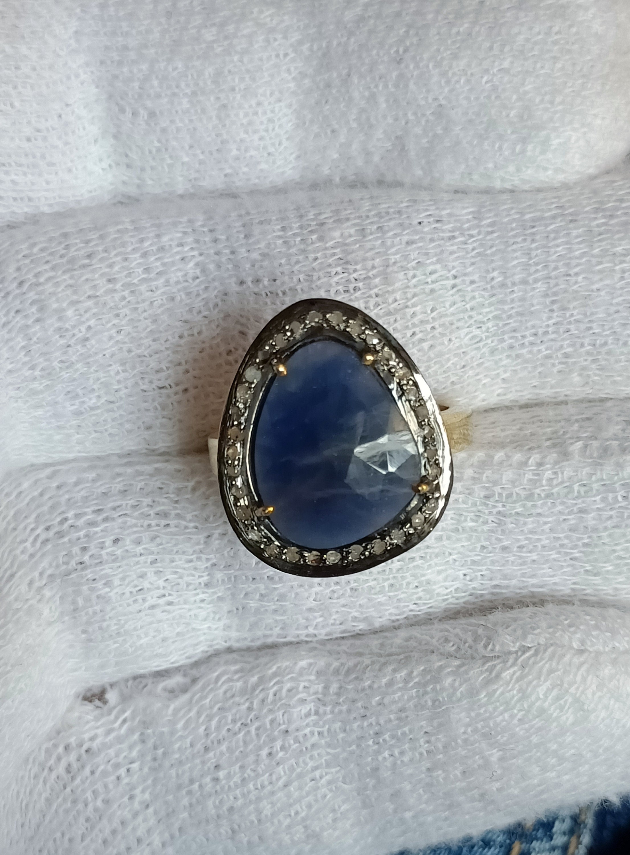 ヴィンテージ スター サファイア 天然ダイヤモンド 925 シルバー リング アンティーク ビクトリアン リング ソリッド 92.5 スターリング