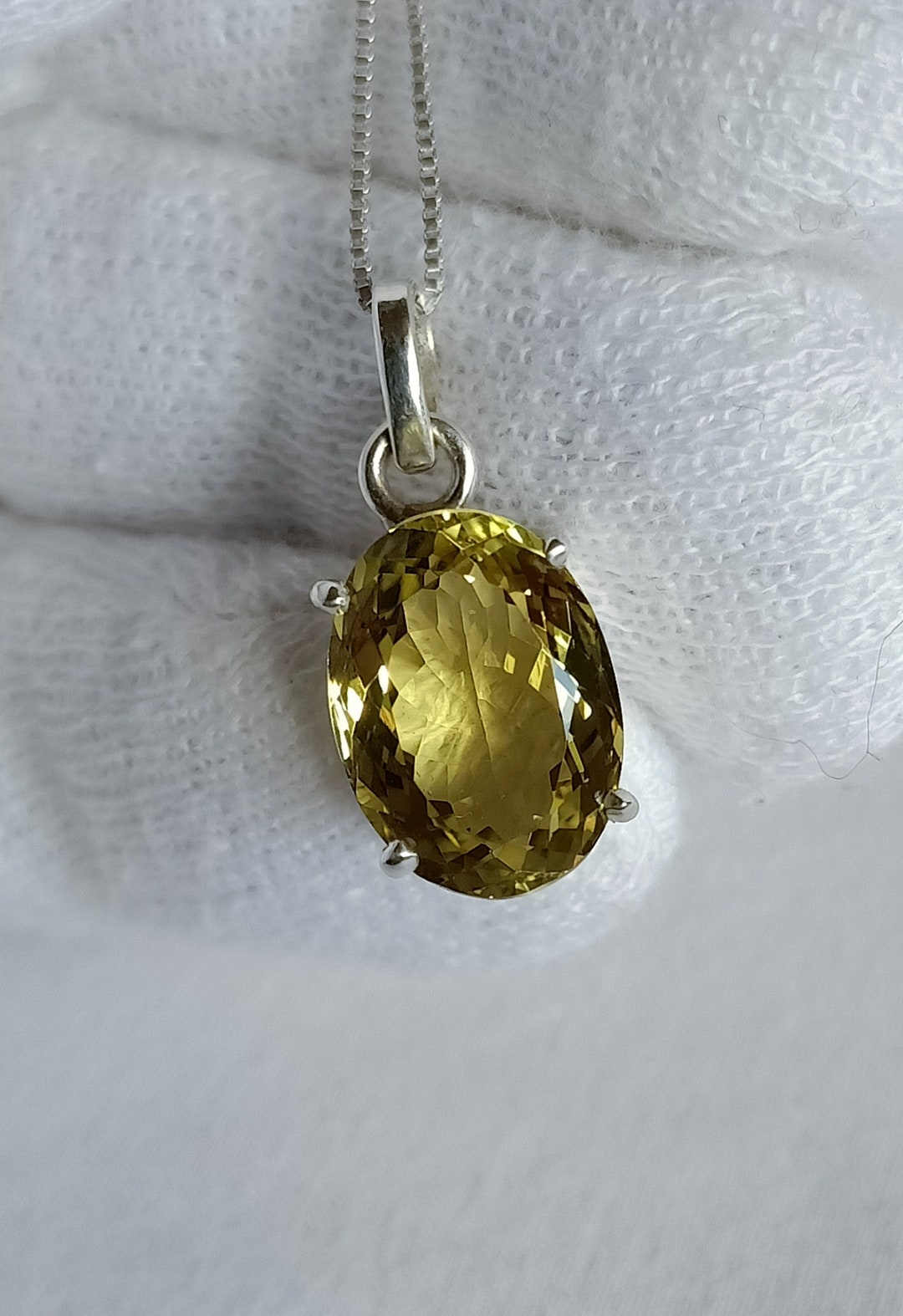 Collier Pendentif Fait Main Citronnier - Argent/or 14 Carats - Perle - 16 Pouces