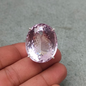 Certified 61.20 Carat Pink Amethyst Ring, 92.5 Sterling Silver