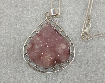 Sterling Silber Rosa Rohkristall Anhänger: Handgemachter Edelstein Schmuck
