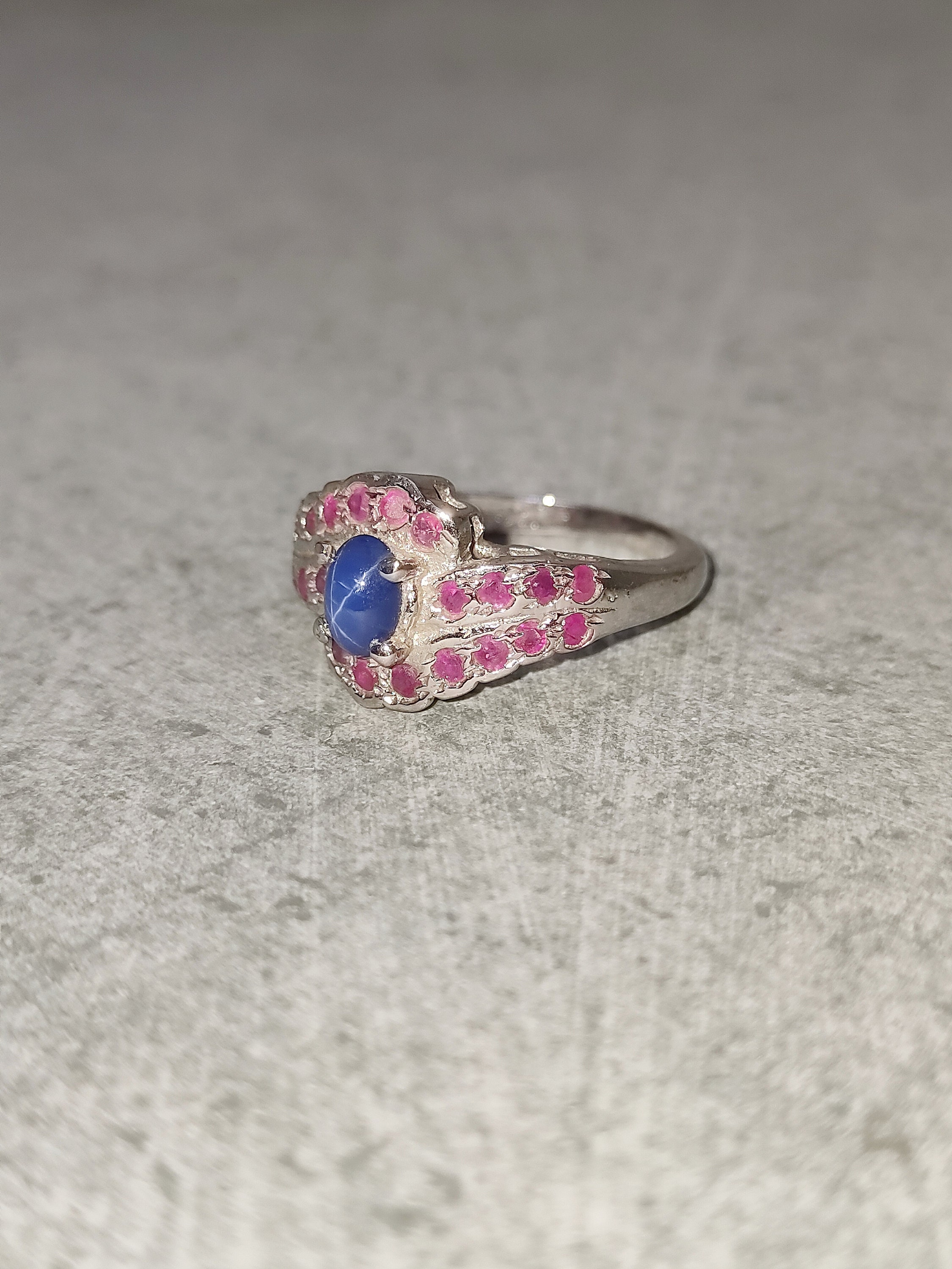 Natural Ruby Ring Star Sapphire 92.5 Sterling Silver Hallmark | Etsy