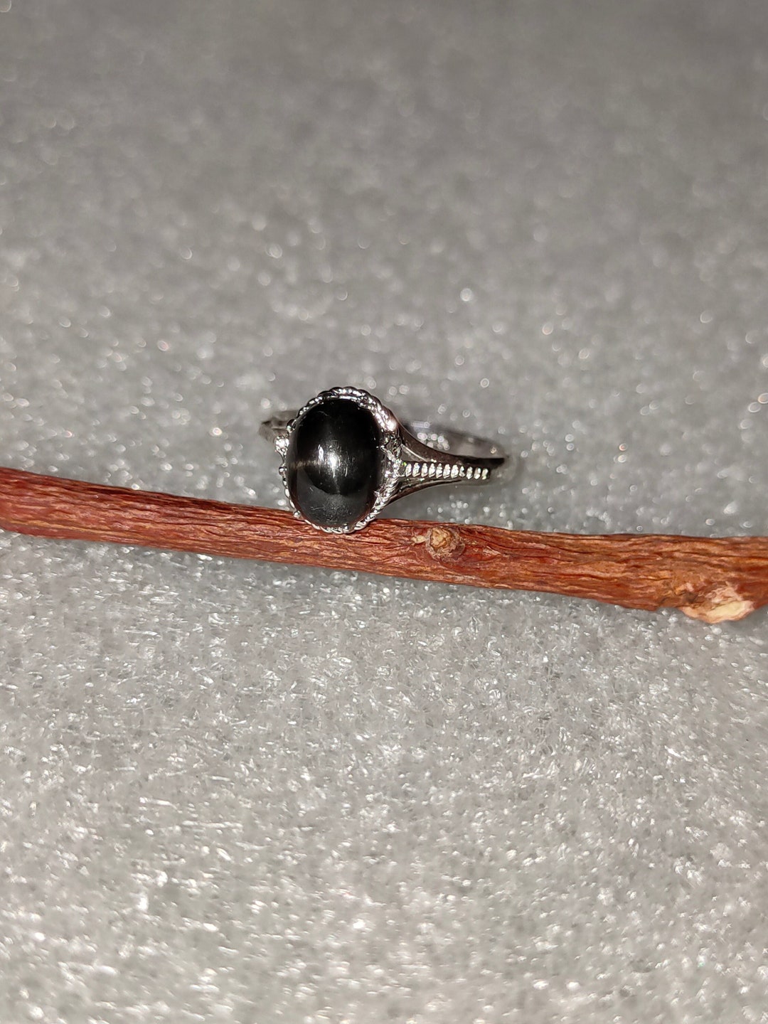Cabochon Black Star Ring: 925 Sterling Silver Gemstone Ring - Etsy