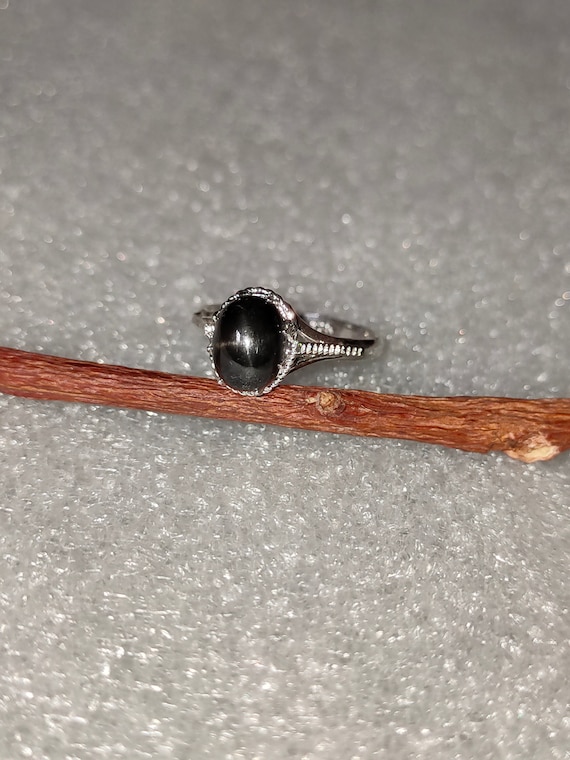 Cabochon Black Star Ring: 925 Sterling Silver Gemstone Ring - Etsy