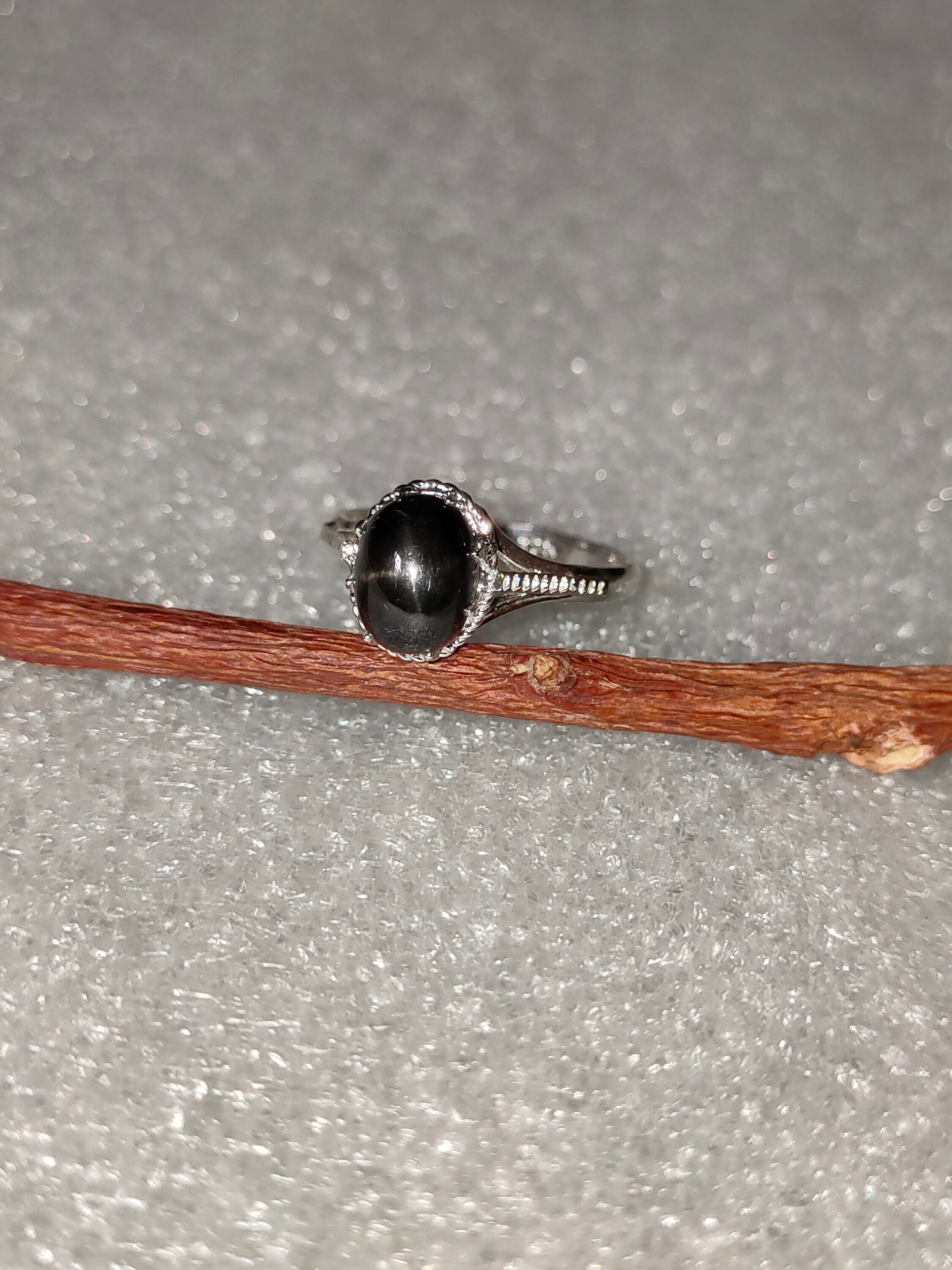 Cabochon Black Star Ring: 925 Sterling Silver Gemstone Ring - Etsy