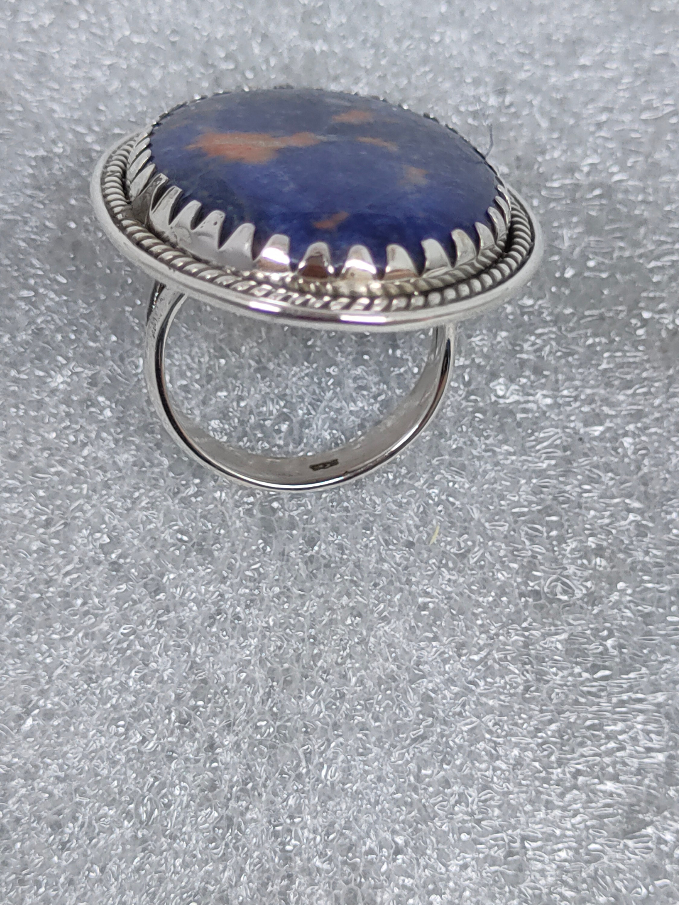 Large Statement Ring, Natural Sodalite Size- 35 X 25 MM Ring