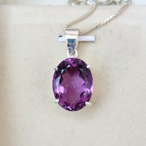 Certified Amethyst Necklace, Genuine Amethyst Necklace, 9.50 Carats Natural Amethyst Pendant, 92.5 Sterling Silver Pendant.