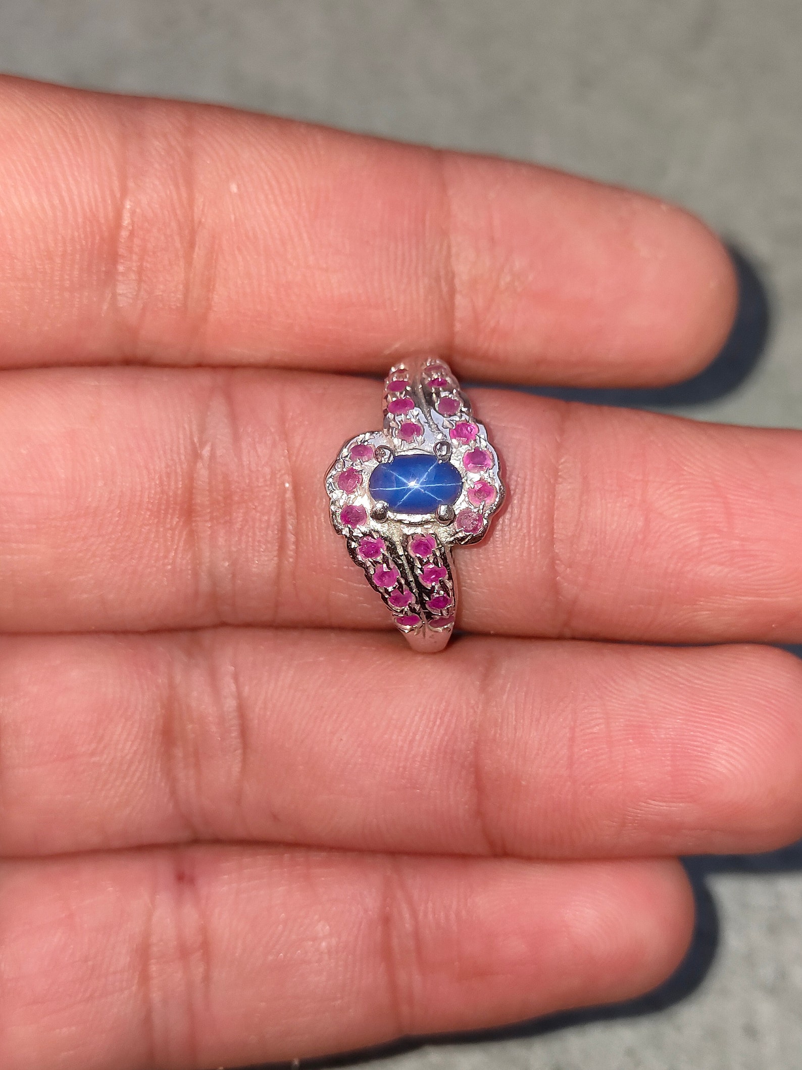 Natural Ruby Ring Star Sapphire 92.5 Sterling Silver Hallmark | Etsy