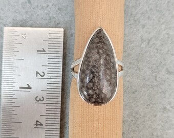 Handgemaakte fossiel koraal 925 sterlingzilveren ring