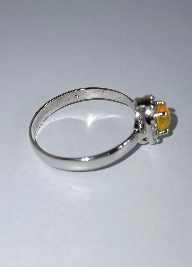 Natural Opal Ring Opal Halo Ring in Solid 92.5 Sterling Silver