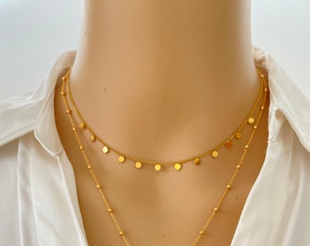 Rukmini gold stainless steel necklace, fine gold steel tassel chain, trendy women's jewelry
