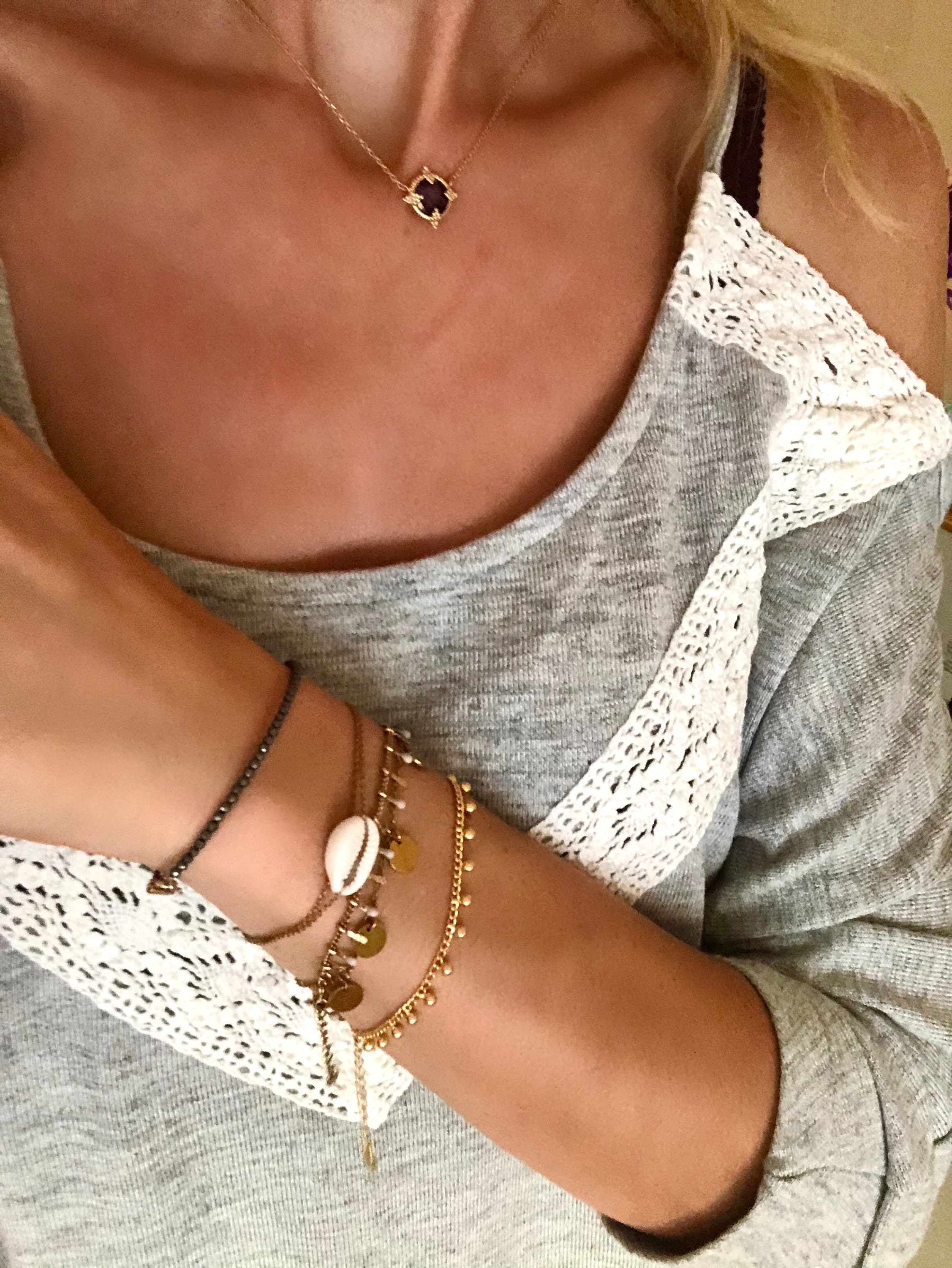 POTESSA Bracciale Rigido Bohémien: Oro 18 Carati Con Perline Per Donne E Ragazze - 3