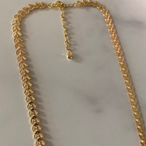 Epi adornment, necklace 18 carat fine gold-plated epi chain bracelet, laurels, herringbone, boho chic adornment, women's gift, golden jewelry image 6