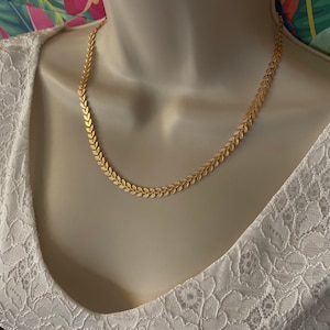 Epi adornment, necklace 18 carat fine gold-plated epi chain bracelet, laurels, herringbone, boho chic adornment, women's gift, golden jewelry image 2
