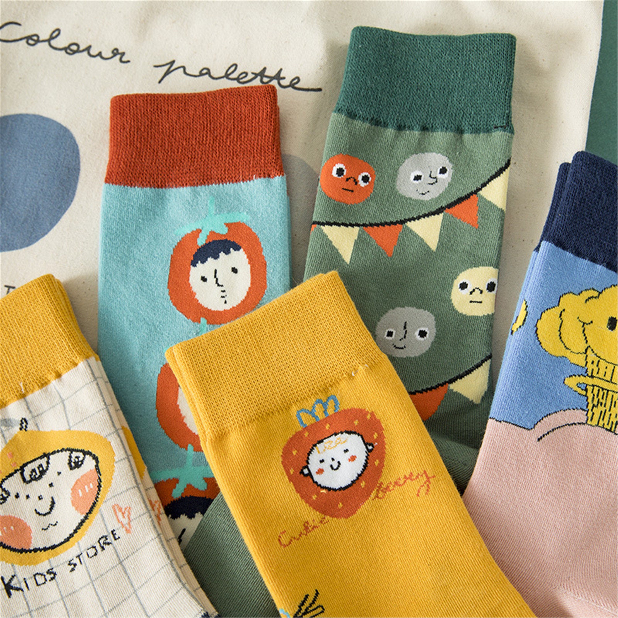 Cartoon Cotton Socks Graffiti Socks Funny Style Socks Etsy