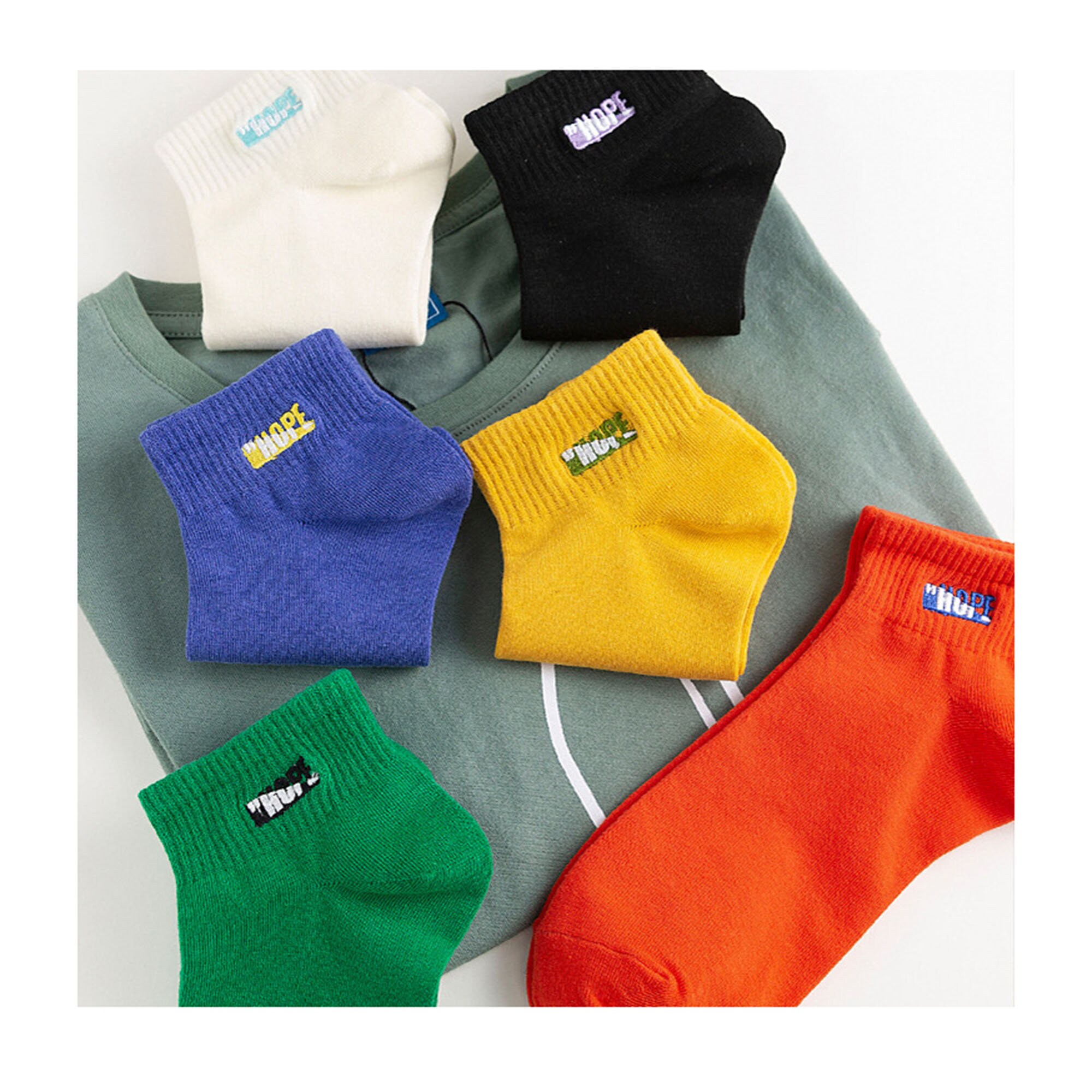 Letter Embroidery Low Cut Socks Simple Low Cut Socks Thin Etsy