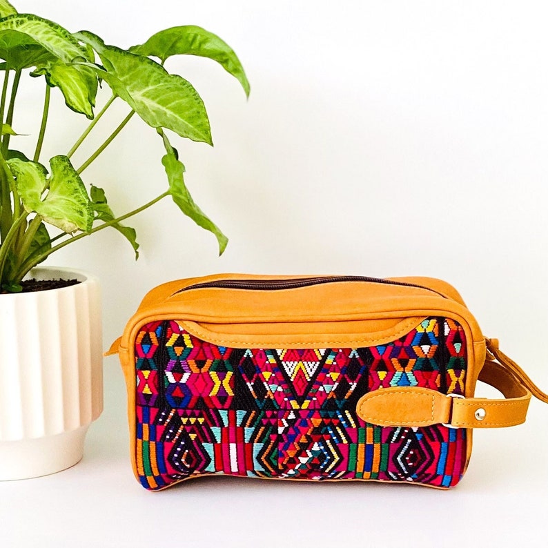 Large Leather/ Huipil Travel Bag