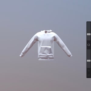 May include: A white hooded sweatshirt with a kangaroo pocket.