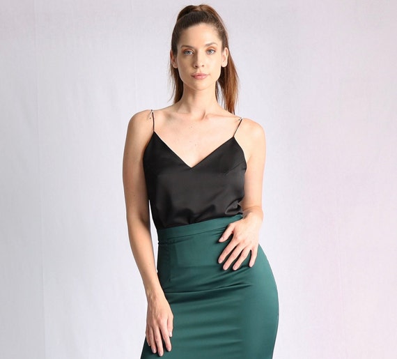 2 in 1 Satin Cami Top, Reversible Camisole, Satin Camisole, Black Camisole,  White Camisole, Green Camisole, Blue Camisole, Silk Camisole 