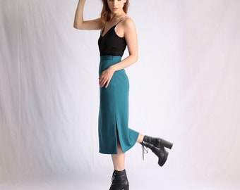 Crepe Midi Skirt Various colors, Elegant high waisted Skirt, Satin Skirt, Skirt with side Splits, Long Satin skirt