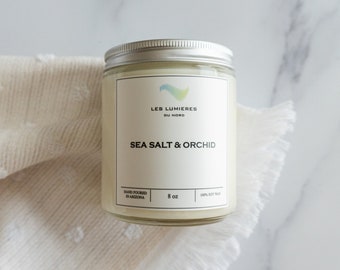 Sea Salt & Orchid - 8oz Soy Candle in a jar - all natural 100% soy wax
