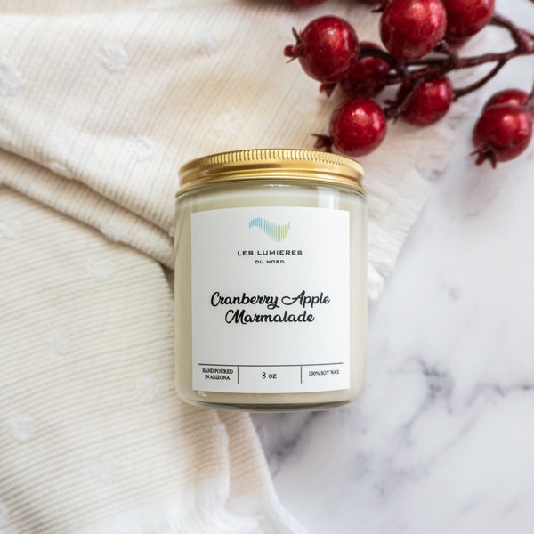 Cranberry Apple Marmalade - 8oz Soy Candle in a jar - all natural 100% soy wax