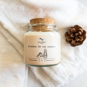Evening in the Library - 8oz Soy Candle in a jar - all natural 100% soy wax - Bookish Candle