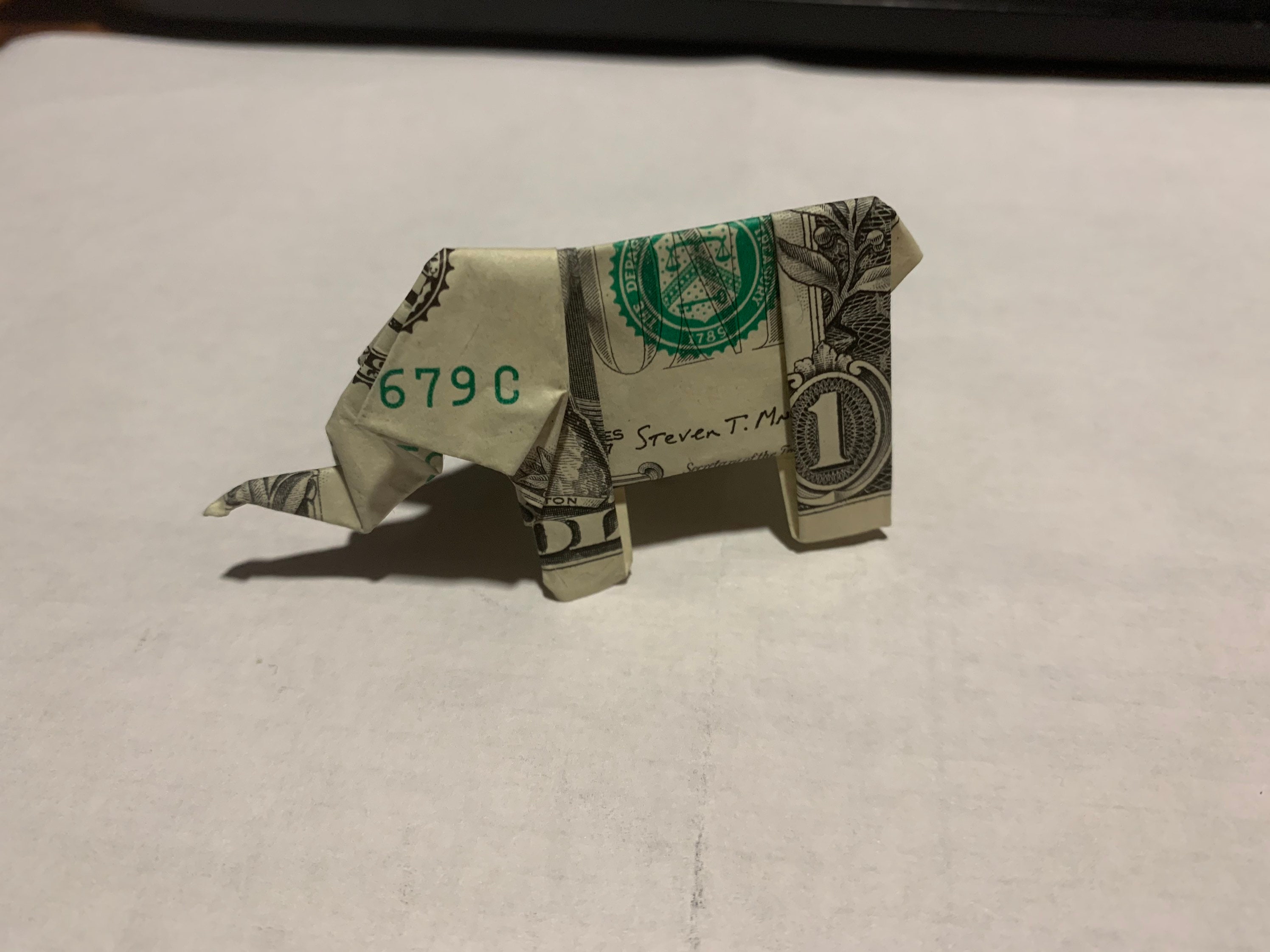 Money elephant origami real 1 dollar bill small gift for Etsy