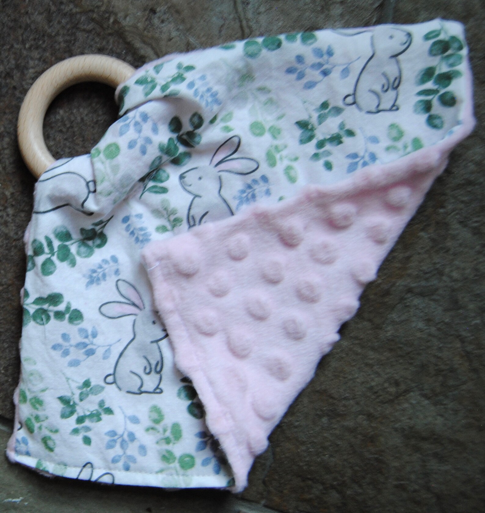 Bunny Teething Lovey Minky Plush Blanket Etsy