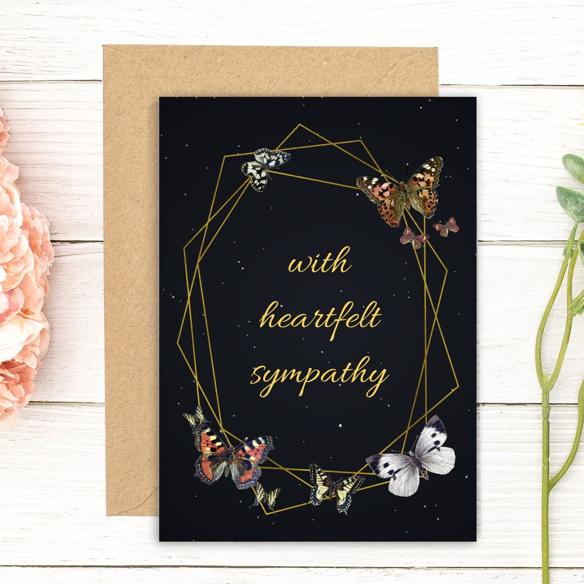 Printable Sympathy Card With Butterflies With Heartfelt - Etsy