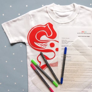 Make Your Own Tshirt kit LETTER/NUMBER Kids Craft Kit, Children's Craft Set, Personalised children's tshirt, birthday gift for kids image 2