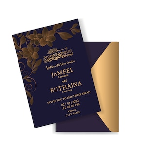 Convite de casamento muçulmano. Cartão Nikah Convida Valima. Árabe indiano paquistanês. Convite de casamento islâmico para impressão. AC-19632021/67