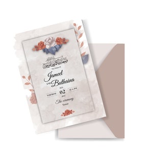 Convite de casamento muçulmano. Cartão Nikah Convida Valima. Árabe indiano paquistanês. Convite de casamento islâmico para impressão. AC-19632021/68