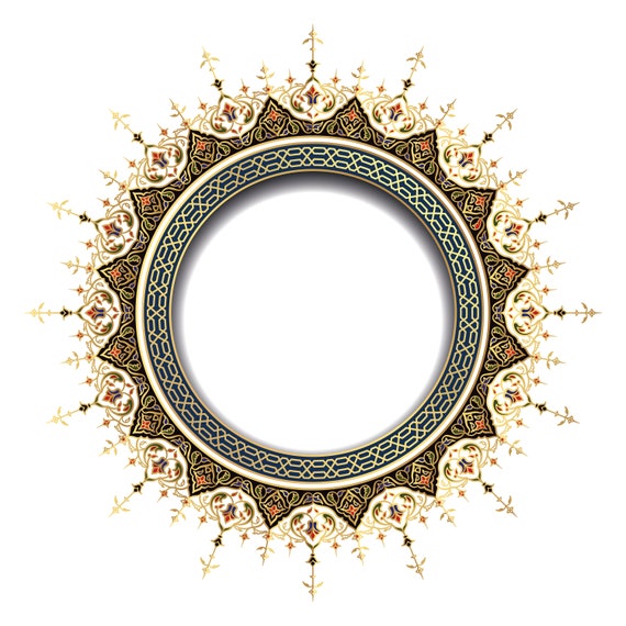 Islamic Gold Floral Circle Frame. Jpeg, Png. Instant Digital