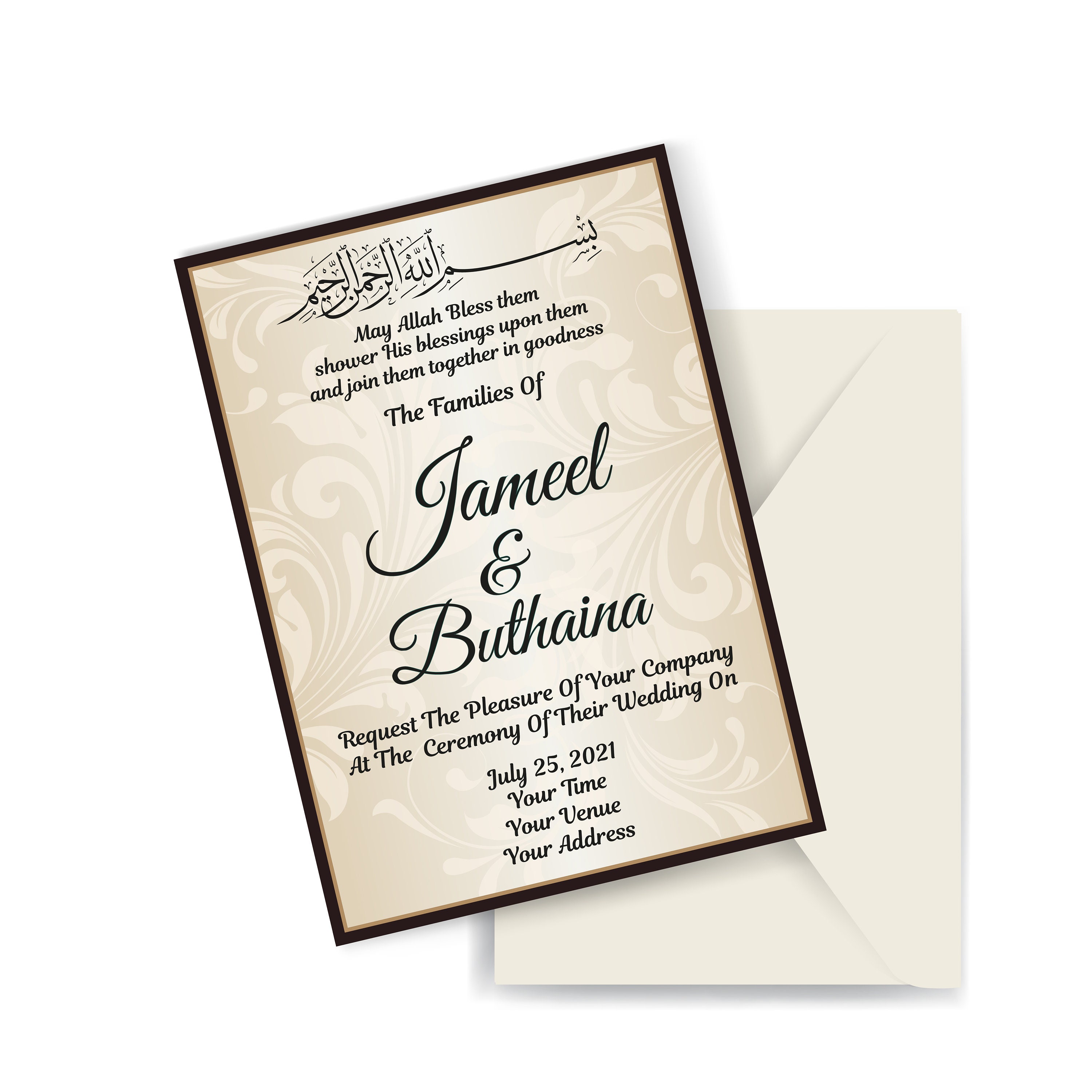Muslimische Hochzeitseinladung. Englische arabische Etsy