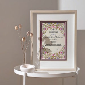 Nikkah Islamische Heiratsurkunde. Digitale Heiratsurkunde. Hochzeit-Souvenir. Hochzeitstag. Hochzeitsgeschenk. AC-19632021/65