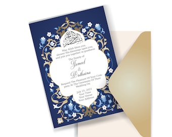 Muslimische Hochzeitseinladung. Nikah Invite Valima-Karte. Indischer pakistanischer Araber. Druckbare islamische Hochzeitseinladung. AC-19632021\27
