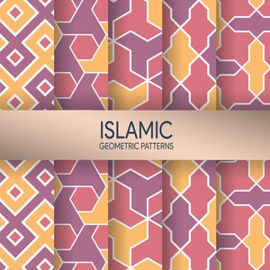 Islamic Geometric Digital Paper Pack, Seamless Pattern. Islamic Digital Background. Scrapbook Paper. AC-19632021/DP