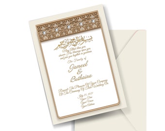 Muslimische Hochzeitseinladung. Nikah Invite Valima-Karte. Indischer pakistanischer Araber. Druckbare islamische Hochzeitseinladung. AC-19632021/7