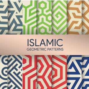 Islamic Geometric Digital Paper Pack, Seamless Pattern. Islamic Digital Background. Scrapbook Paper. AC-19632021/DP