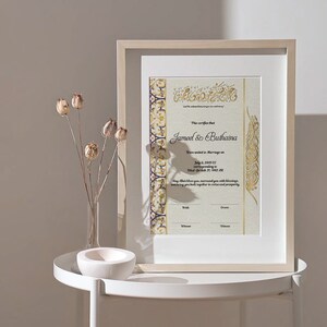Certificato di matrimonio islamico Nikah. Certificato di matrimonio digitale. Souvenir di nozze. Anniversario di nozze. Regalo di nozze.