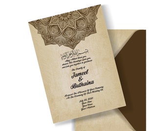 Muslimische Hochzeitseinladung. Nikah Invite Valima Karte. Indisch- Pakistanisch-Arabisch. Druckbare Islamische Hochzeitseinladung. AC-19632021/3