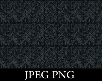 Puede incluir: Un patrón repetitivo negro y gris de caligrafía árabe. El patrón tiene forma de chevron. El texto "JPEG PNG" está en la parte inferior de la imagen.