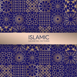 36 Islamic Geometric Digital Pack, Seamless Pattern. Dxf, Jpeg, Png, Svg. Instant Digital Download.