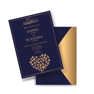 Convite de casamento muçulmano. Cartão Nikah Convida Valima. Árabe indiano paquistanês. Convite de casamento islâmico para impressão. AC-19632021/65